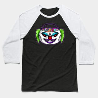 Sweets Bucket Scary Horror Clown Collecting On Halloween Baseball T-Shirt